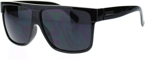 Vista 3 de JuicyOrange KUSH - Gafas de sol para hombre, montura cuadrada plana, lente negra oscura, 5 5/8 pulgadas (5.630 in) de ancho x 2 pulgadas de alto