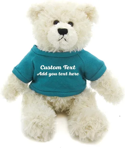Vista 4 de Plushland Oso de peluche Brandon crema de 12 pulgadas, regalo personalizado para el día de la madre, San Valentín, graduación, cumpleaños