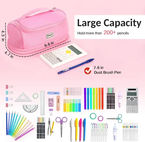 Vista 4 de Sooez - Estuche súper grande para lápices, estuche expandible de gran capacidad extra, organizador de bolígrafos, bolsa de papelería portátil