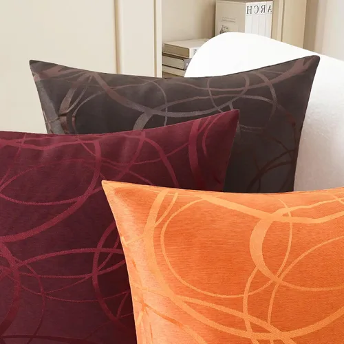 Vista 4 de CaliTime Fundas de Almohadas Decorativas Paquete de 2 Modernas Brillantes y Opacas Contraste Círculos Anillos de Acento Geométrico Fundas de Cojines