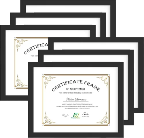 Vista 10 de FrameWorks - Paquete de 2 - Marcos clásicos de madera para documentos y diplomas de 8.5 x 11 pulgadas con vidrio templado - Negro
