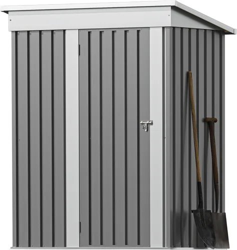 Vista 12 de Greesum Cobertizo de almacenamiento para exteriores de 3 x 3 pies, cobertizo de metal con cerradura para patio trasero, piscina, patio y Negro