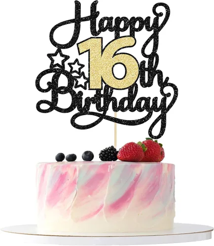 Vista 13 de 1 pieza de decoración de pastel de 8º cumpleaños con purpurina y saludos a 8 años, decoración de pastel de feliz cumpleaños para fiesta de 8 años