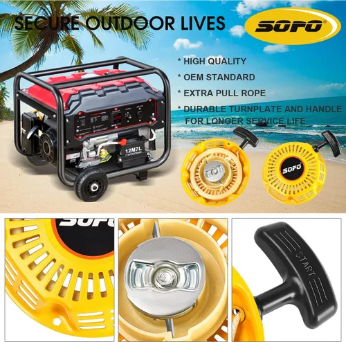 Vista 6 de SOFO Conjunto de arranque de tracción para Honda GX160 - Champion Generator Pull Start Assembly w/Pull Cord para Predator 212 Recoil Starter GX120