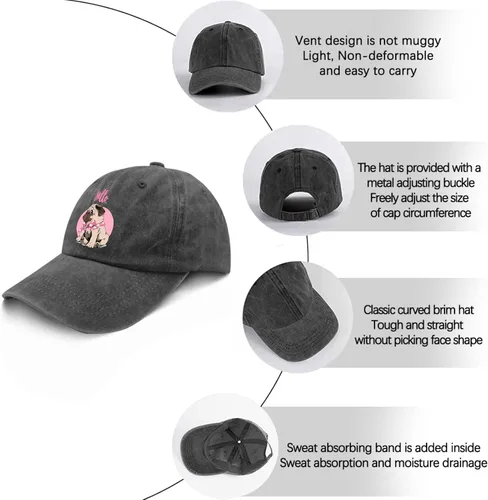 Vista 6 de Gorras de béisbol con diseño de perro carlino y papá, sombreros de mezclilla vintage ajustables