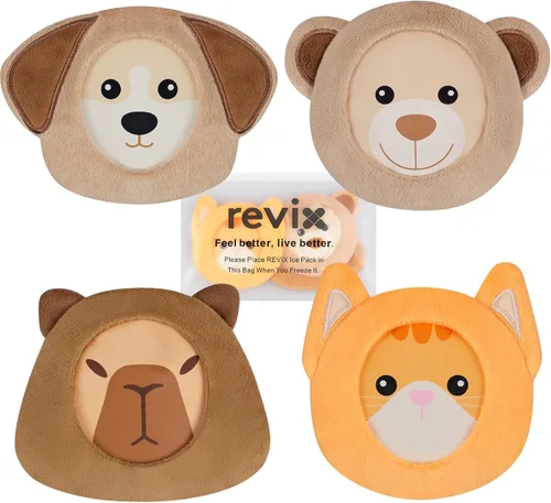 Vista 8 de REVIX Paquetes de hielo para niños - Bolsas de gel frías reutilizables para niños pequeños y bebés, cubiertas de tela suaves con 4 lindos diseños