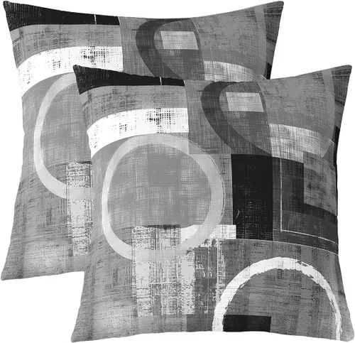 Vista 47 de Castle Fairy Juego de 2 fundas de almohada modernas con estampado de líneas geométricas de doble cara de 16 x 16 pulgadas, color gris, negro y rojo