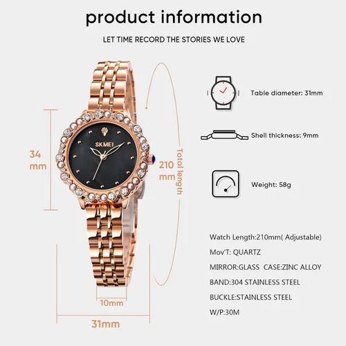 Vista 5 de SKMEI Women Watch, Leather Elegant Wrist Watch for Lady Girls, Analog Quartz Waterproof Watches for Women