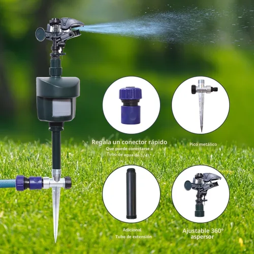 Vista 5 de Aspersor activado por movimiento, repelente impermeable para exteriores para patio Verde