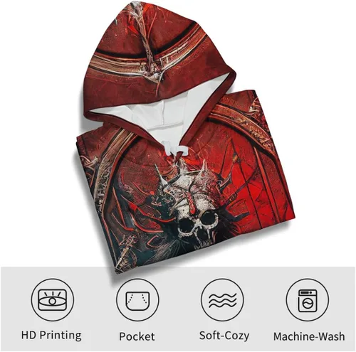 Vista 3 de Srcnhim Sudadera con capucha con estampado de calavera y bolsillo para hombre