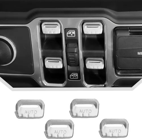 Vista 18 de JeCar 4 piezas para Jeep Wrangler Cubierta de botón del interruptor de ventana de la moldura interior negra para Jeep Wrangler JL JLU Gladiator JT