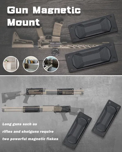 Vista 4 de HEKAGURA Gun Magnet Mount, 45 lb Rating,Magnetic Gun Holster Rubber Coated Gun Holder for Handgun, Shotgun, Rifles, Revolvers Beside Holster
