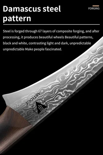 Vista 6 de Cuchillo Mondador de 3.5 pulgadas de Acero Damasco - Cuchillo de Chef para Pelar Forjado de 67 Capas para Frutas/Verduras con Mango de Madera Maciza