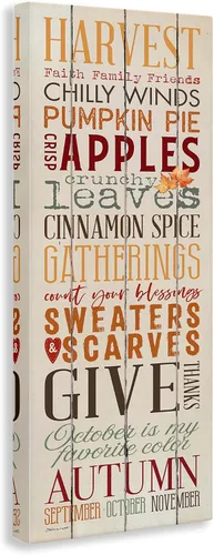 Vista 2 de Stupell Industries Diseño de textura de madera con palabra de calabaza de otoño, Halloween, diseñado por Stephanie Workman Marrott, 10 x 24