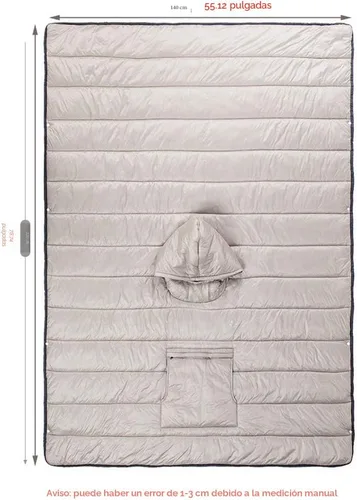 Vista 2 de Bolsa de dormir Camp Poncho con capucha portátil y manta - Capa térmica ligera tipo sobre con capucha con bolsa de compresión premium