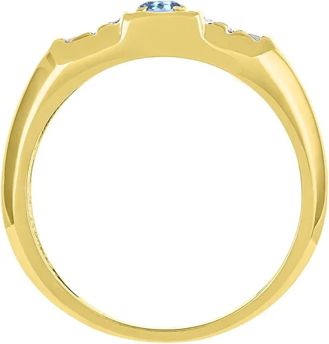 Vista 3 de RYLOS Anillos para hombre de oro amarillo de 14 quilates - Anillo de diamante y topacio azul 0236 x 0157in de color piedra preciosa anillos