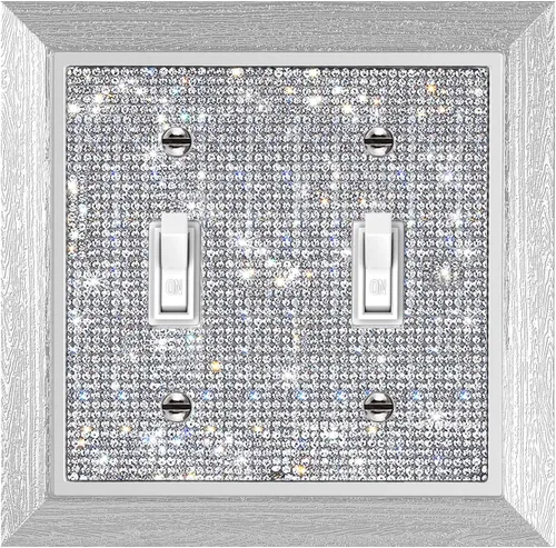 Vista 2 de Diamantes de imitación rosa brillante, placa decorativa para interruptor de luz de palanca simple, placa de cubierta decorativa, cubierta