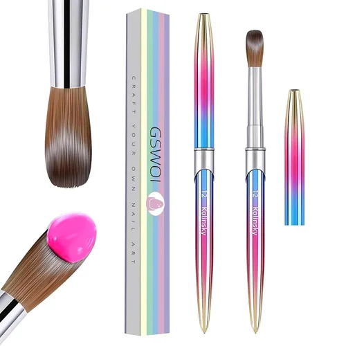 Vista 12 de Kolinsky - Brocha de uñas acrílicas 100% tamaño 8, pincel de arte de forma redonda para manicura profesional de uñas (#8, dorado)