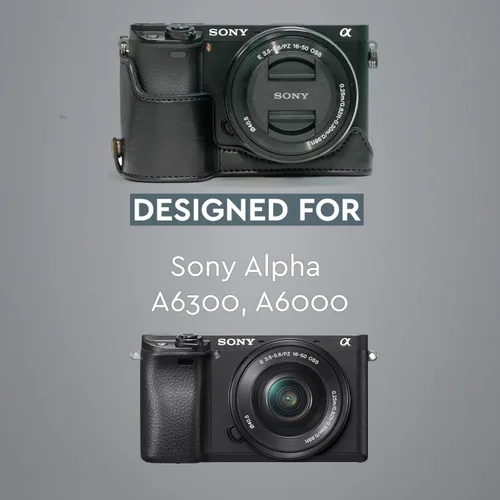 Vista 5 de MegaGear Ever Ready - Funda de piel para cámara compatible con Sony Alpha A6300, A6000