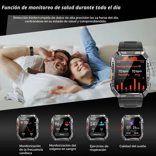 Vista 7 de Reloj inteligente militar para hombre (respuesta/hacer llamadas), reloj inteligente de 2.01 pulgadas para Android y iPhone, rastreador de actividad