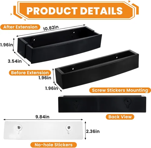 Vista 3 de Zapatero ajustable montado en la pared con tiras adhesivas para colgar, organizador de almacenamiento de plástico para zapatos, perchas para zapatos
