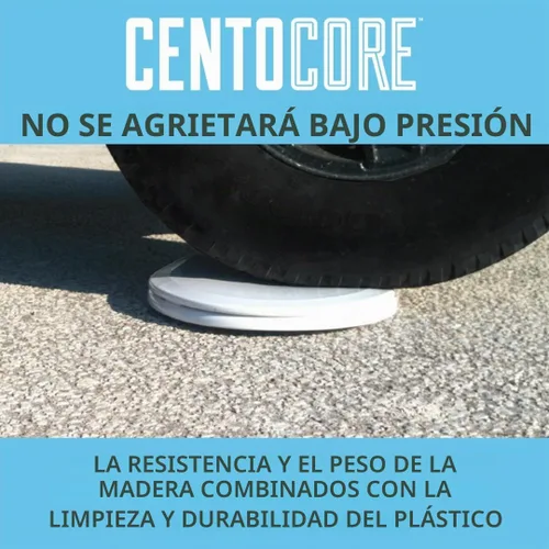 Vista 6 de Asiento de inodoro redondo Centoco, núcleo de madera resistente de servicio pesado con acabado de plástico resistente a los arañazos, cierre suave