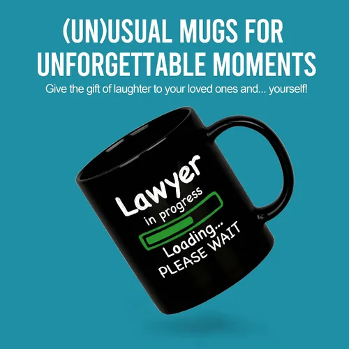 Vista 2 de Panvola Lawyer in Progress Loading Law - Regalos de graduación para futuros abogados y abogados, taza de cerámica de 11 onzas, color negro