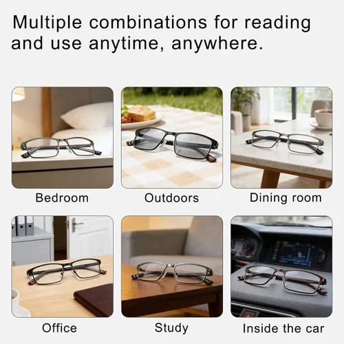 Vista 6 de EYECEDAR Paquete de 5 lentes de lectura para hombre, marcos de metal ultrafinos, bisagras de resorte, lectores para hombres 1.0