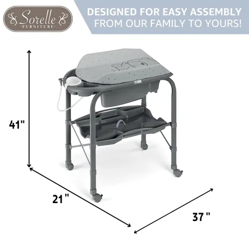 Vista 2 de Sorelle Furniture Bagnetto Cambio - Bañera portátil para bebé con cambiador, estación plegable para cambiar pañales con bandeja de almacenamiento