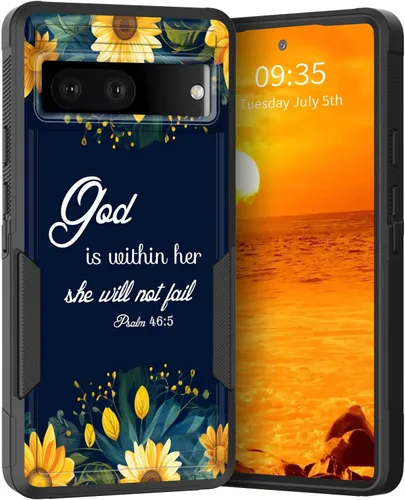 Vista 33 de Funda para Pixel 6A, Híbrida de Doble Capa de Servicio Pesado Resistente a Prueba de Golpes PC Duro + Funda Protectora de Silicona Suave para Google