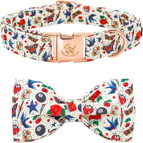 Vista 39 de Elegant little tail Independence - Collar patriótico para mascotas con pajarita para mascotas del 4 de julio de algodón suave para mascotas