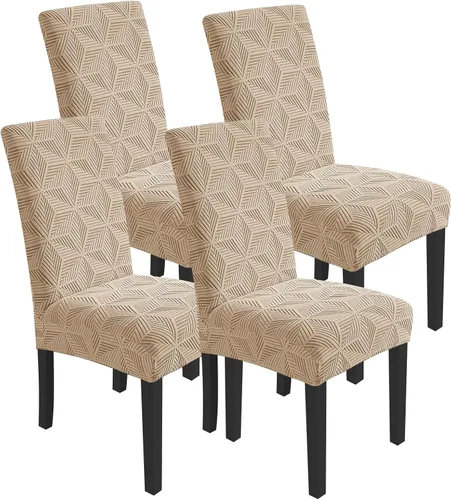Vista 47 de YEMYHOM Funda elástica para silla con respaldo de 1 pieza con diseño jacquard más reciente, funda para silla con respaldo antideslizante, protector