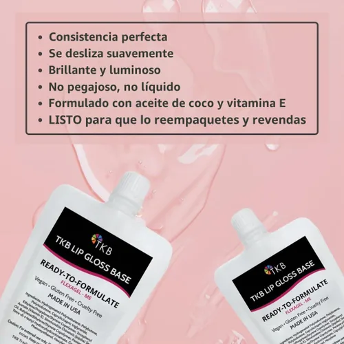 Vista 3 de TKB Base de brillo de labios (Flexagel ME), base de brillo de labios transparente para brillo de labios de bricolaje, lista para formular
