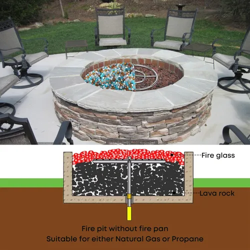 Vista 7 de Stanbroil Anillo redondo para quemador de fogata de 12 pulgadas para gas natural y propano, acero negro para chimenea interior y exterior, BTU
