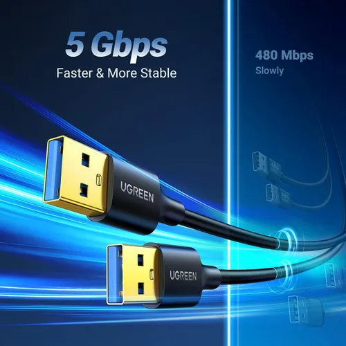 Vista 2 de UGREEN - Cable USB 3.0 A a A Cable tipo A a macho para transferencia de datos, disco duro, gabinetes, impresoras, módems, cámaras