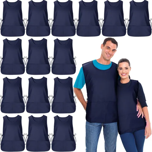 Vista 13 de Suhine delantal de zapatero con 2 bolsillos profundos y lazos laterales delantal unisex para trabajo en la cocina