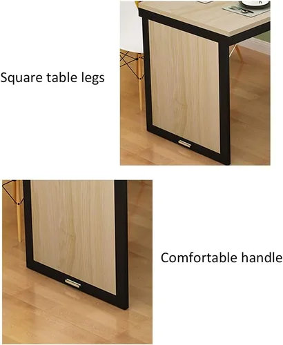 Vista 4 de Mesa plegable invisible montada en la pared de madera maciza, mesa de comedor flotante de color nogal, escritorio de computadora multifunción, mesas