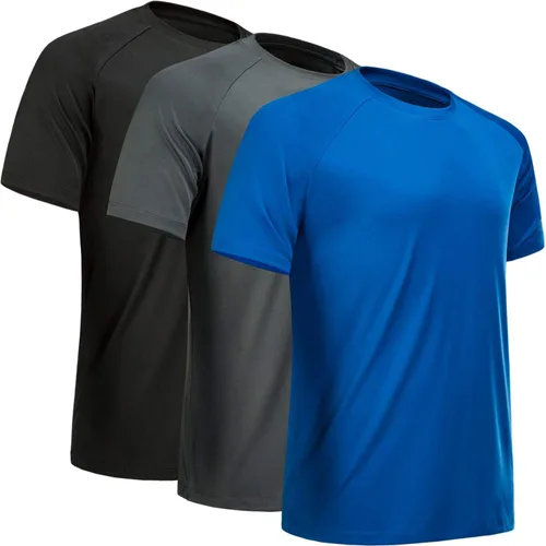 Vista 43 de Camisetas de entrenamiento para hombre, de manga corta, de secado rápido, atlético, gimnasio, activo, absorbe la humedad