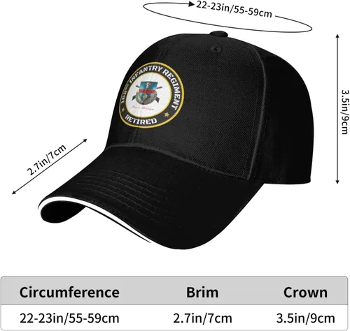 Vista 7 de US 162nd Infantry Regiment Retired Adjustable Baseball Cap for Outdoor Sun Protection - Men & Women Black