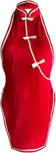 Vista 5 de Temptshow Camisón de seda de hielo de anime japonés de cheongsam chino para cosplay para mujer