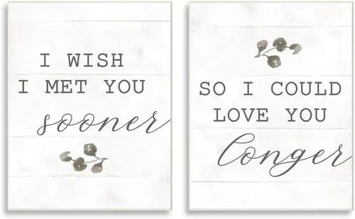 Vista 9 de Stupell Industries Wish I met You Sooner to Love You Longer Romantic Quote, diseñado por Daphne Polselli Wall Art, 2 piezas, 11 x 14 cada uno