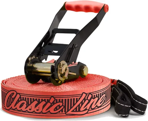 Vista 2 de GIBBON Slacklines Classicline XL con ropa para árboles, rojo, 82 pies (línea de 74 pies + correa de trinquete de 8 pies con lazo reforzado) incl.