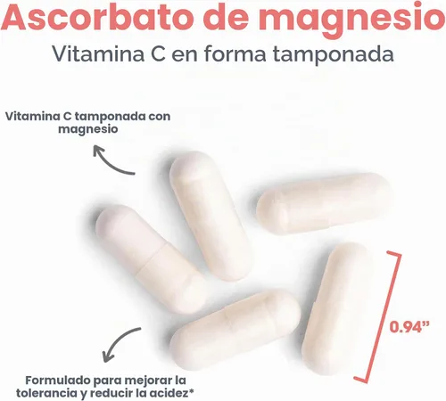 Vista 5 de ARG Vitamina C tamponada con ascorbato de magnesio 1000 mg, 100 cápsulas