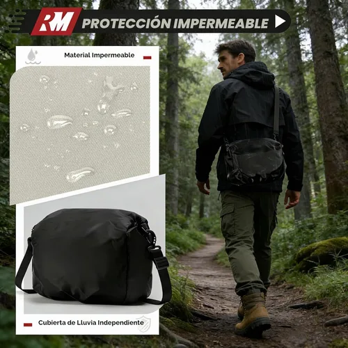 Vista 3 de RAINSMORE - Bolsa para cámara, estuche para cámara SLR/DSLR/sin espejo con divisor, soporte para trípode, bolsa cruzada impermeable digital