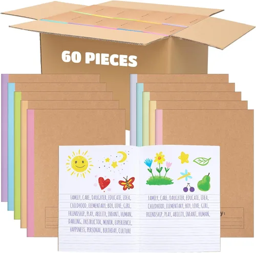 Vista 19 de Henoyso Paquete de 5 cuadernos de composición primaria, 9-3/4 x 7-1/2 pulgadas, diario primario para niños, cuaderno de escritura K-2 para niños