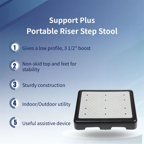 Vista 2 de SUPPORT PLUS Taburete elevador - Plataforma de seguridad de medio paso de 3 1/2 pulgadas de alto, dispositivos de asistencia para interiores
