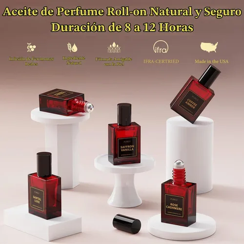Vista 4 de PUREU Perfume de feromonas para mujer, perfumes de feromonas de larga duración, aceite ámbar y negro de vainilla, rollo en rollo de 0.34 onzas