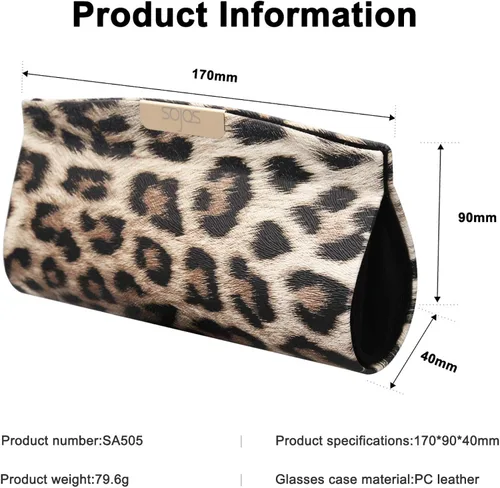 Vista 2 de SOJOS Funda rígida para gafas de sol con estampado de leopardo