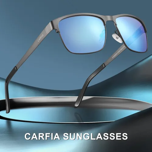 Vista 8 de Carfia Polarized Mens Sunglasses UV Protection Cool Driving Sun Glasses Classic Style Metal Frame
