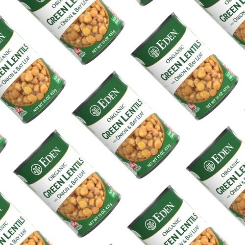 Vista 6 de Eden Lentejas verdes orgánicas con cebolla y hoja de laurel, lata de 15 onzas (paquete de 12), sin OMG, veganas, kosher, cultivadas en Estados